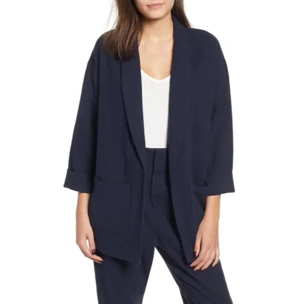 AG Adriano Goldschmied NWT Maura Oversized Navy Blue Blazer Jacket Size‎ XS/S